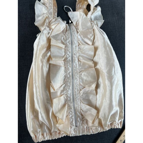 NEW Vintage Womens S Conture Twelve Satin Style Ruffle Tank top Ivory Party Chic - Picture 5 of 16